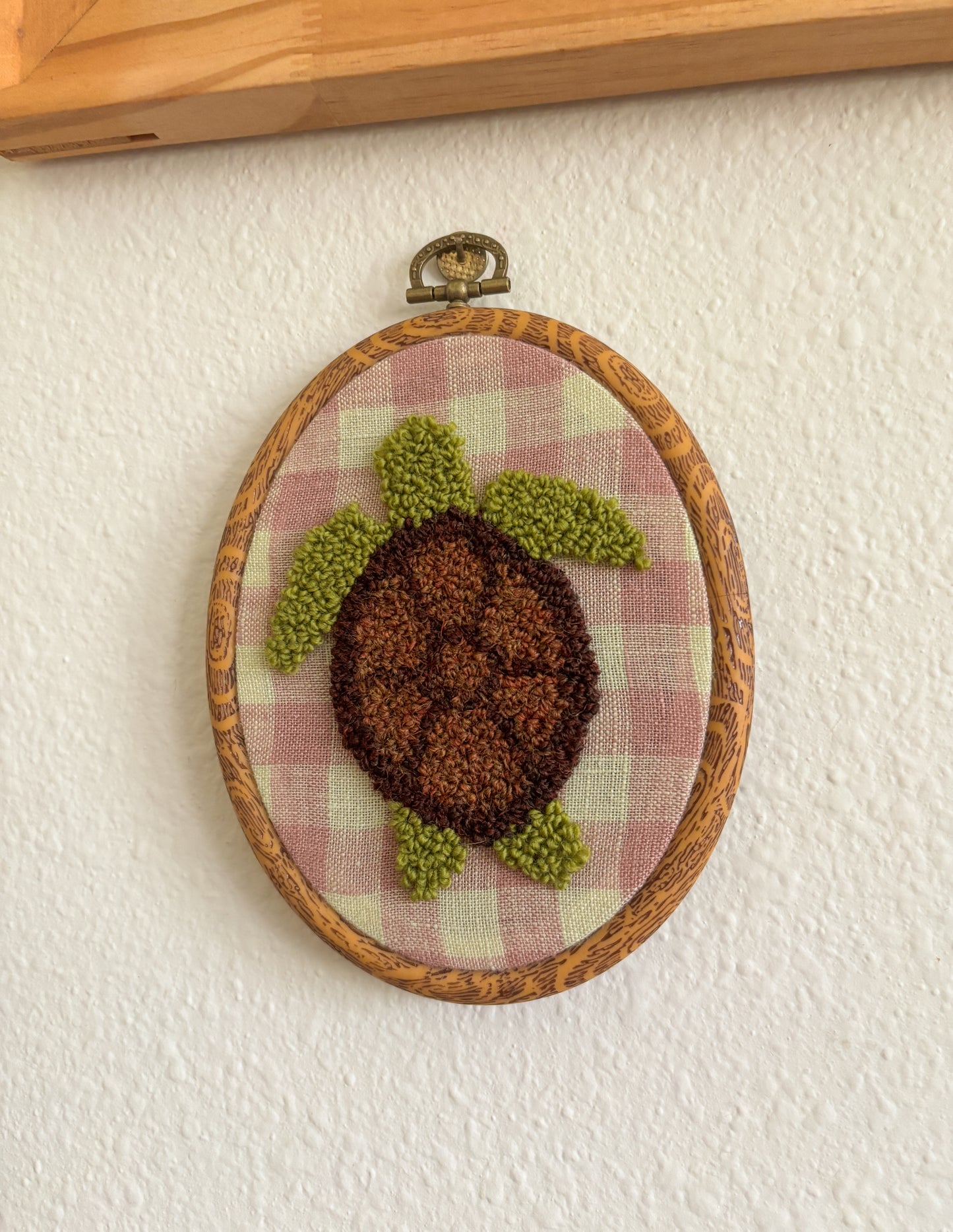 Sea Turtle on Pink Plaid