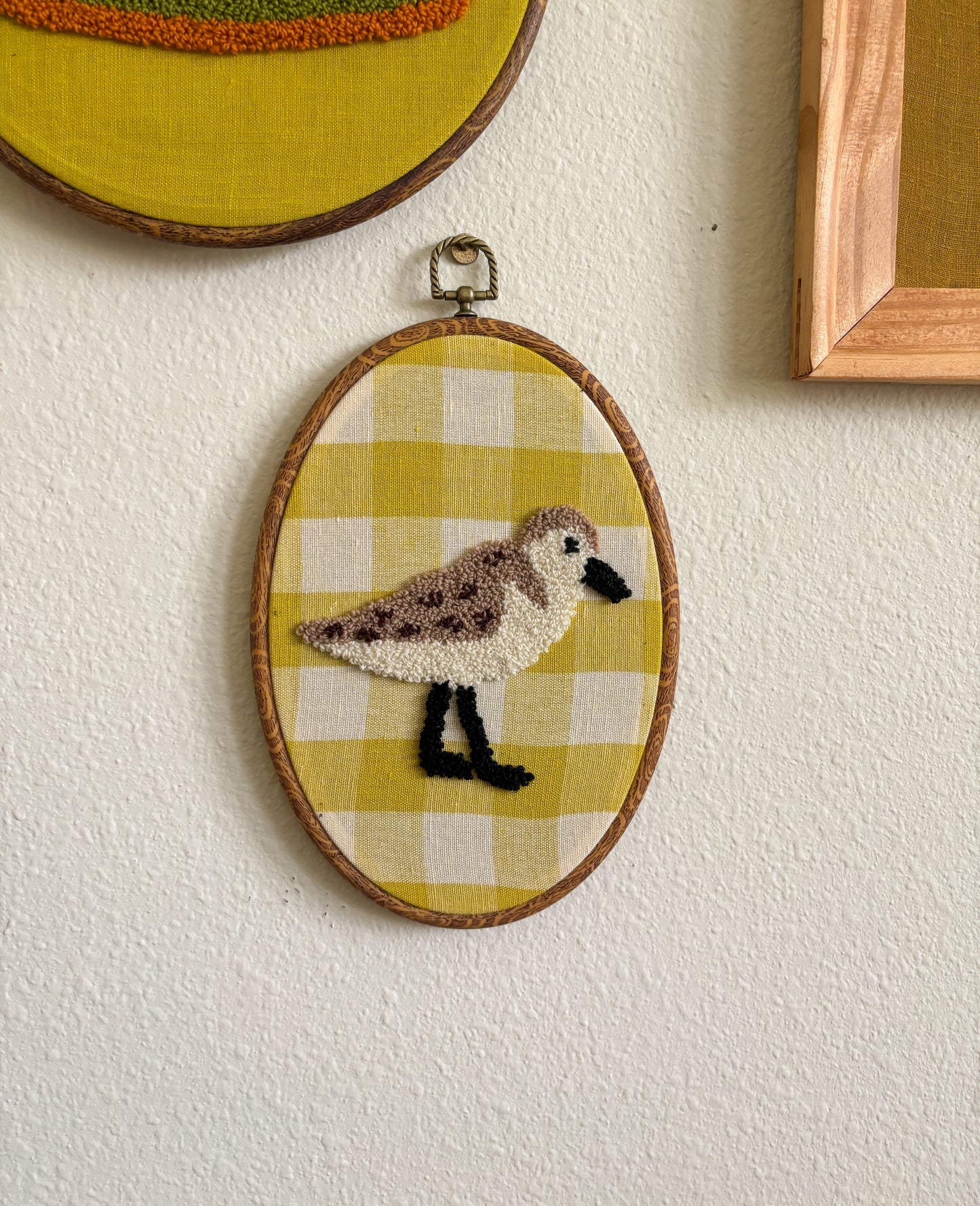 Sandpiper on Yellow Plaid