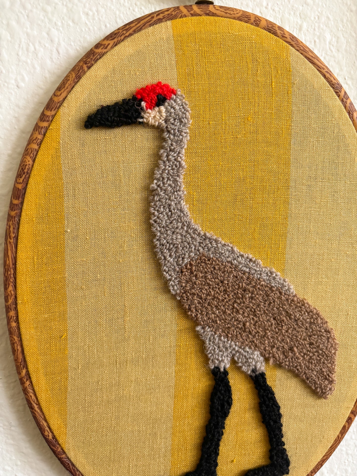 Sandhill Crane on Yellow Stripes