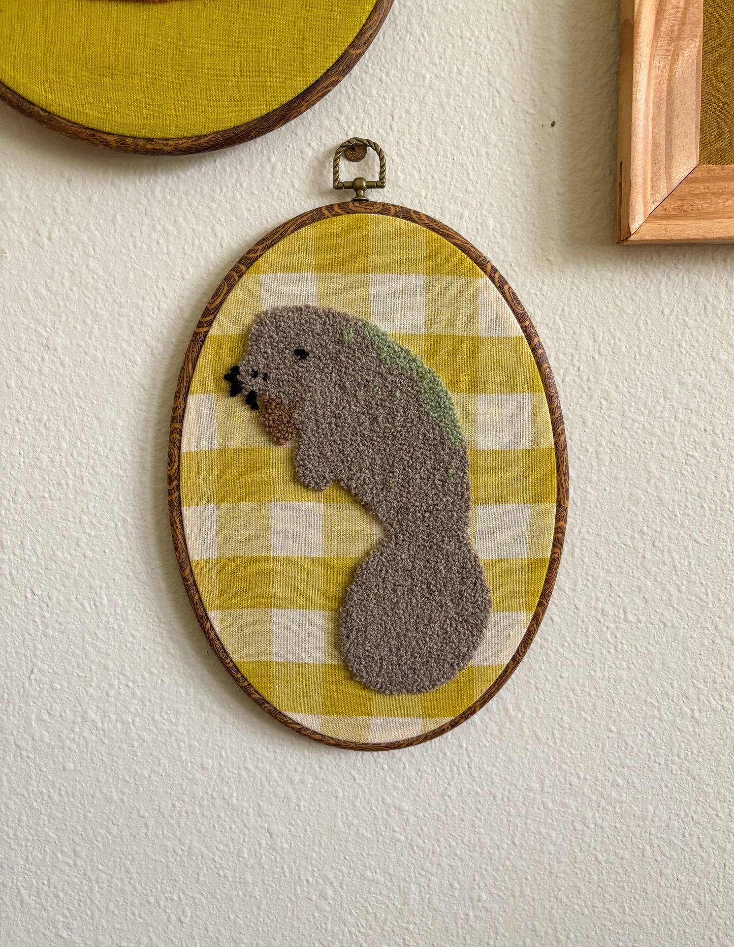 Manatee on Yellow Plaid