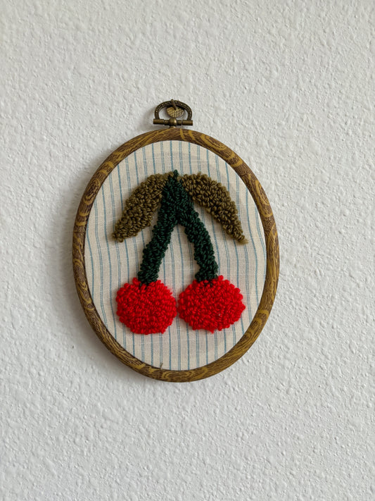 Cherries on Blue Stripes