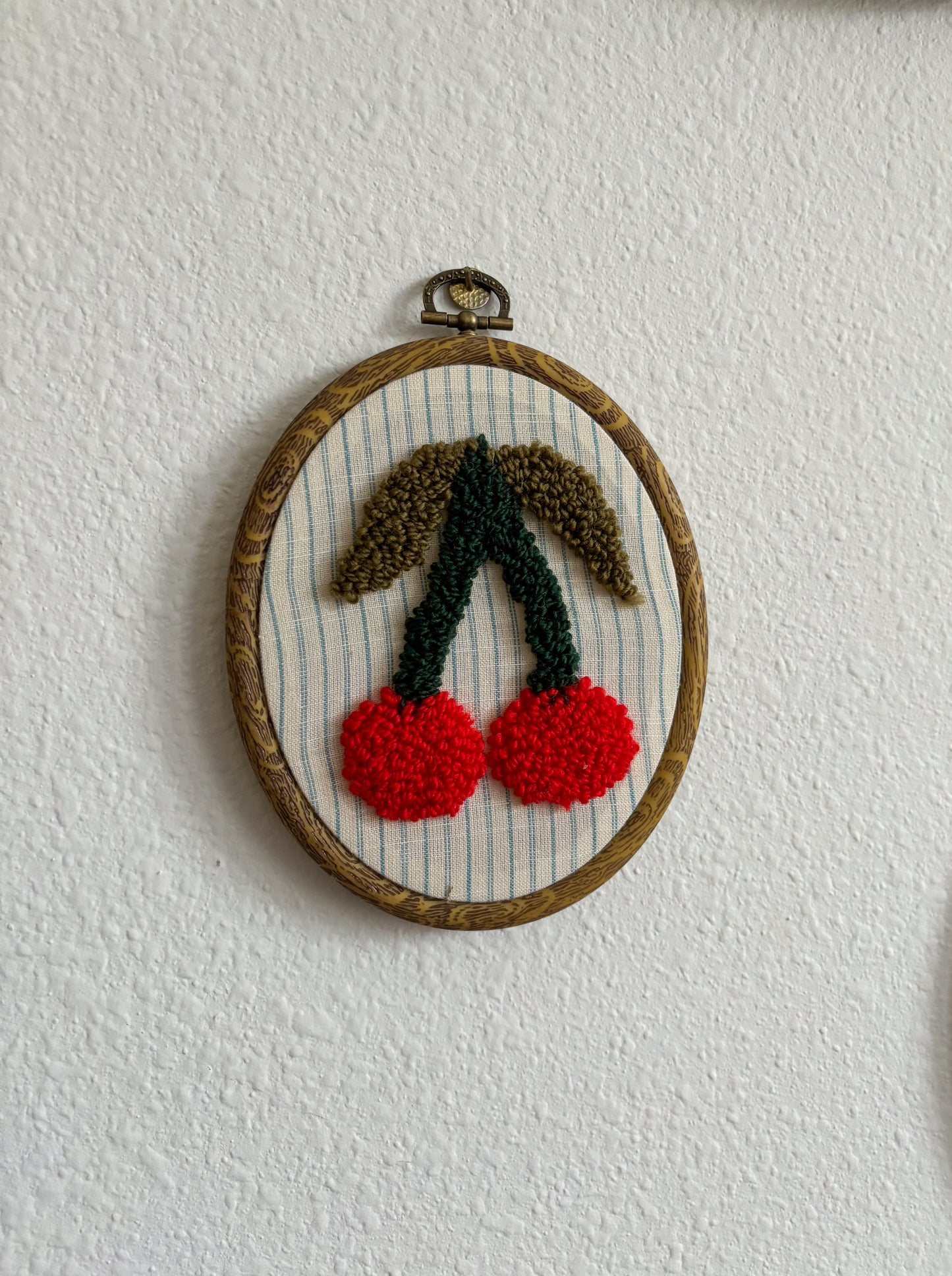 Cherries on Blue Stripes