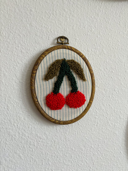 Cherries on Blue Stripes