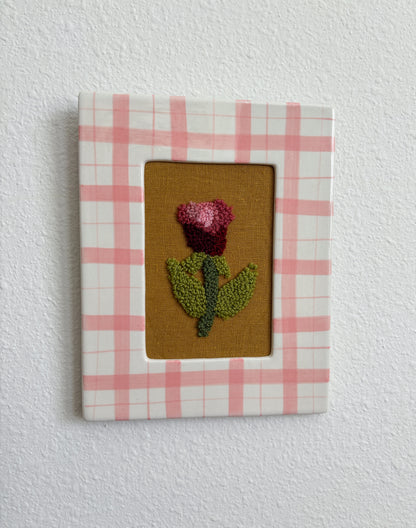 Rose in Pink Plaid Frame