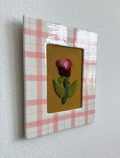 Rose in Pink Plaid Frame