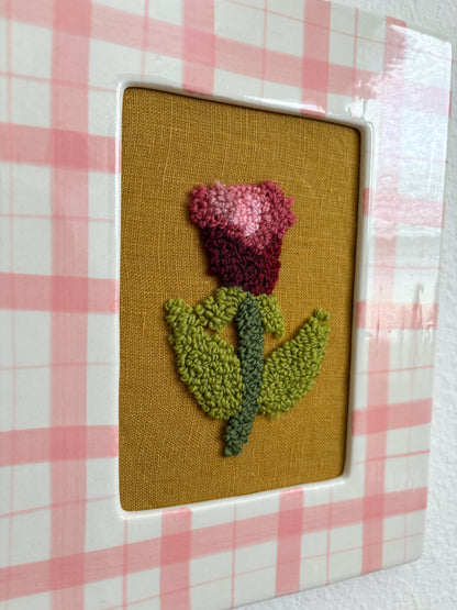Rose in Pink Plaid Frame
