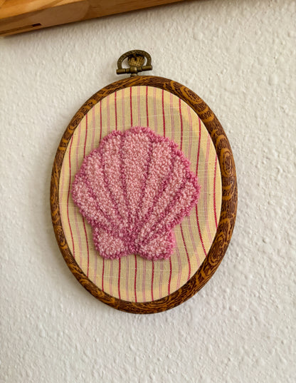 Pink Shell on Pink/Red Stripes