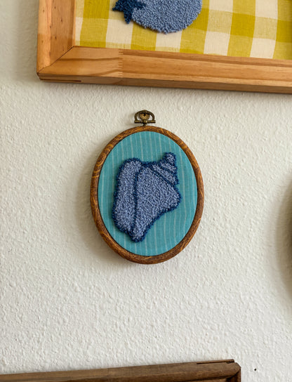 Conch Shell on Blue Stripes