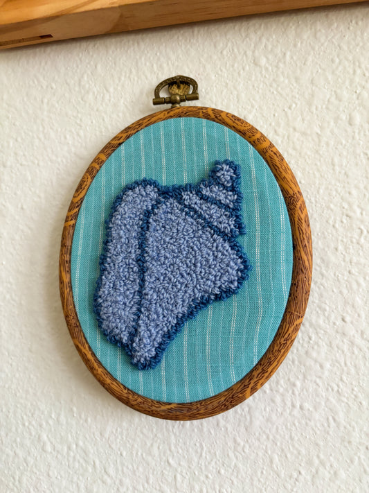 Conch Shell on Blue Stripes