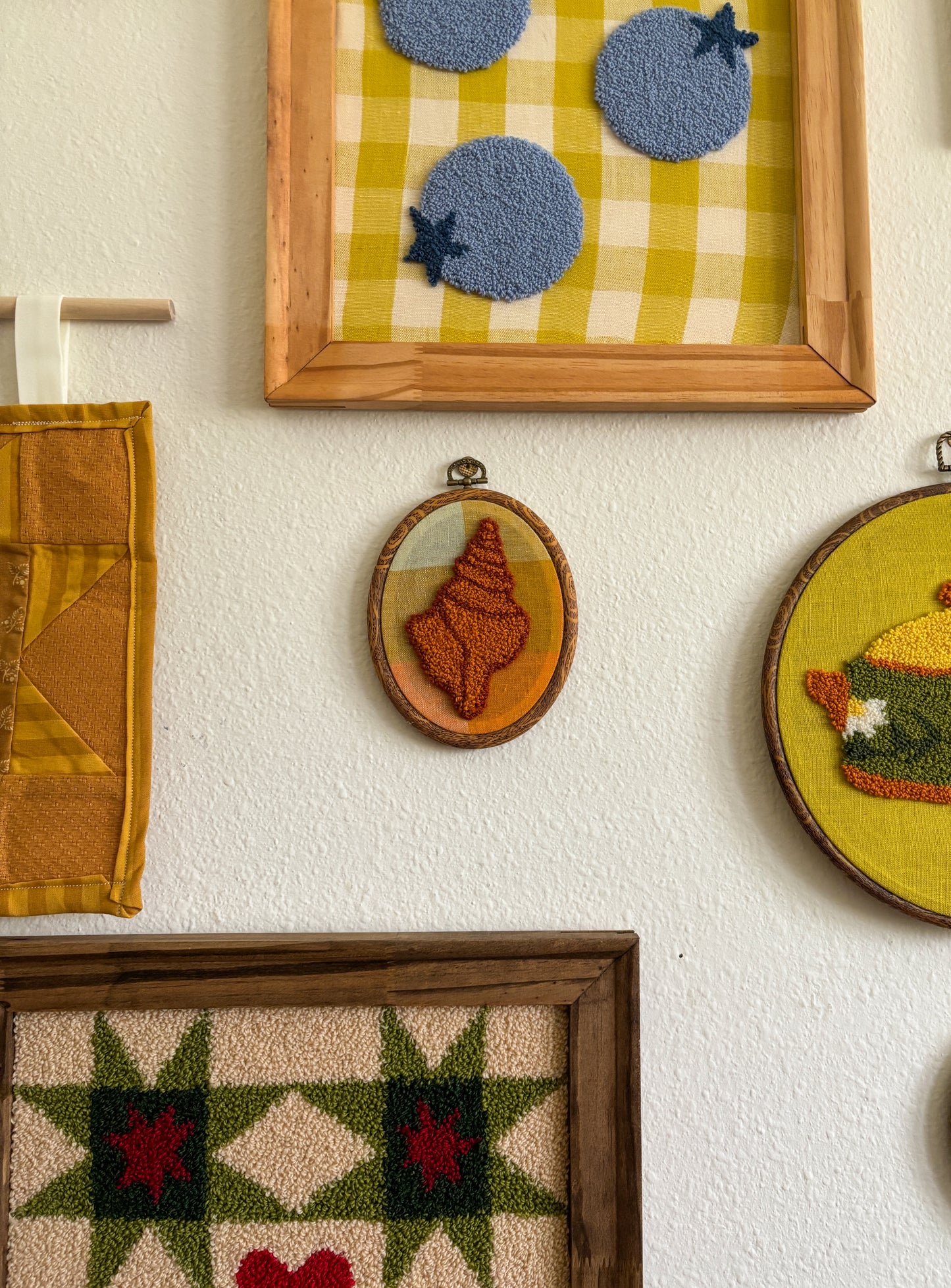 Horse Conch Seashell on Orange Plaid