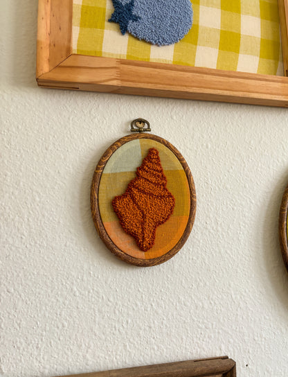 Horse Conch Seashell on Orange Plaid