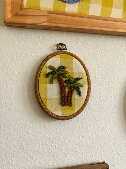 Palm Tree on Yellow Plaid