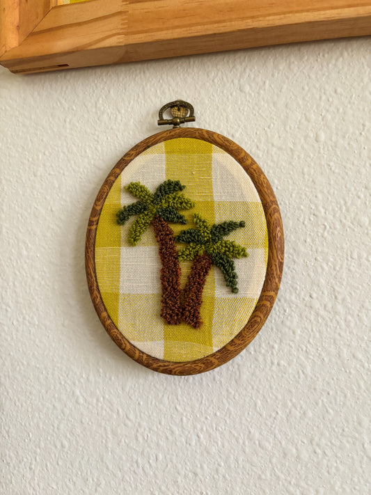 Palm Tree on Yellow Plaid