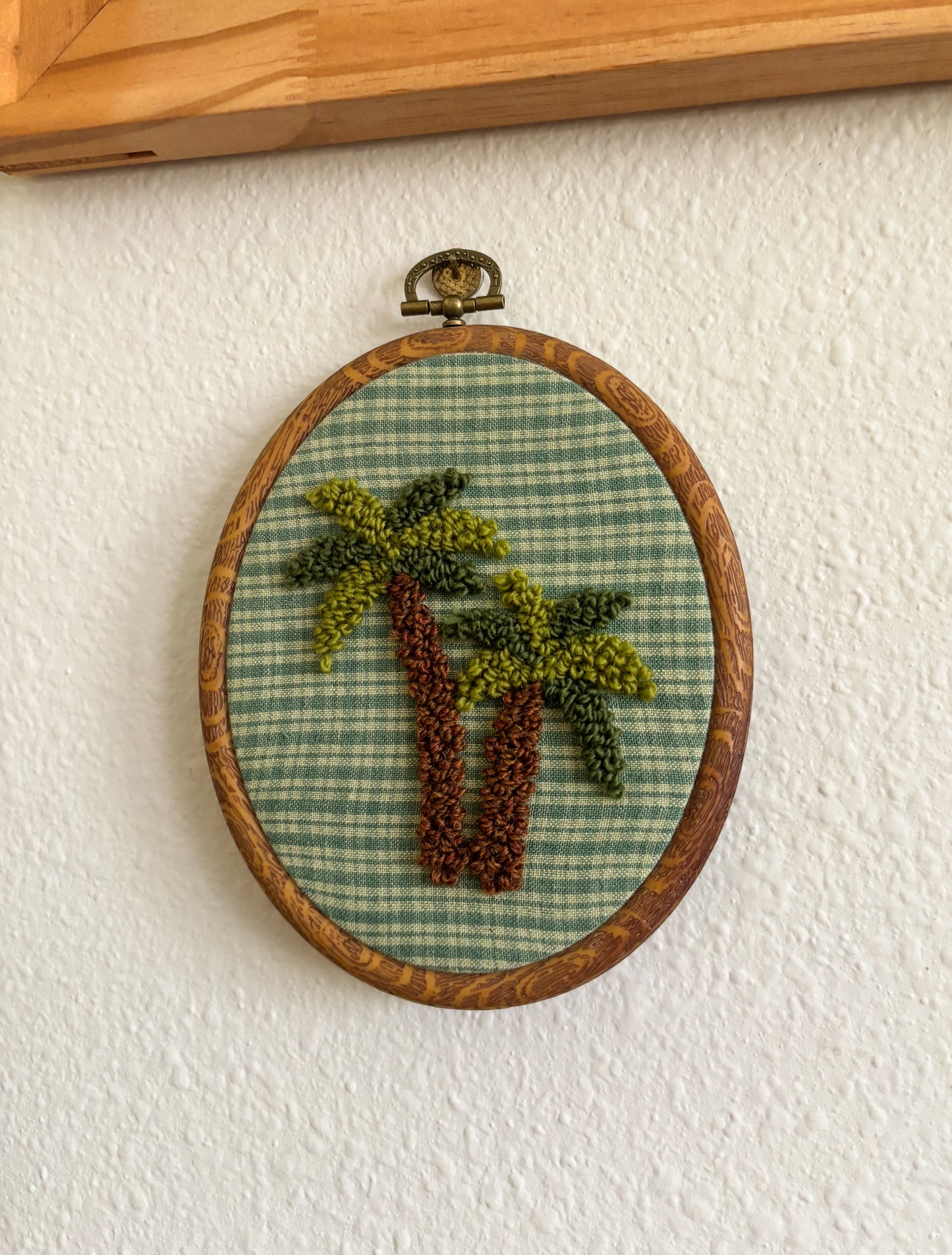 Palm Tree on Green Plaid