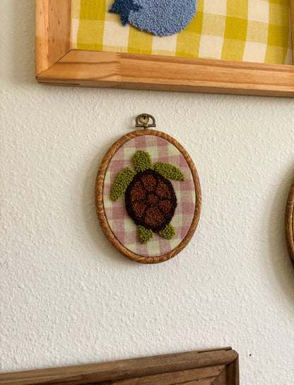 Sea Turtle on Pink Plaid