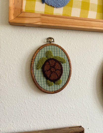 Sea Turtle on Green Plaid