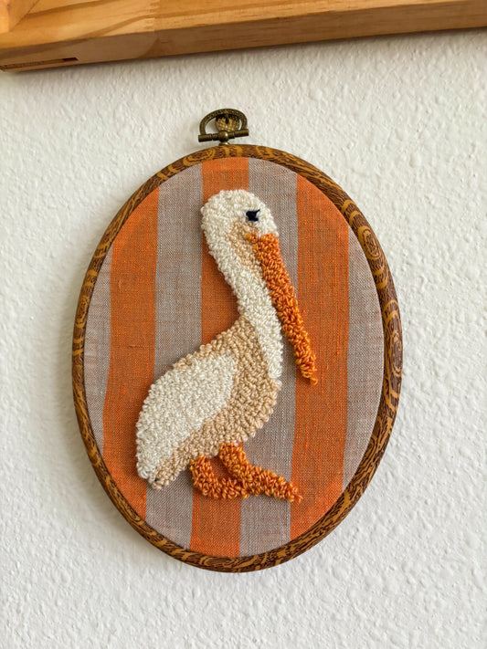 Pelican on Orange Stripes