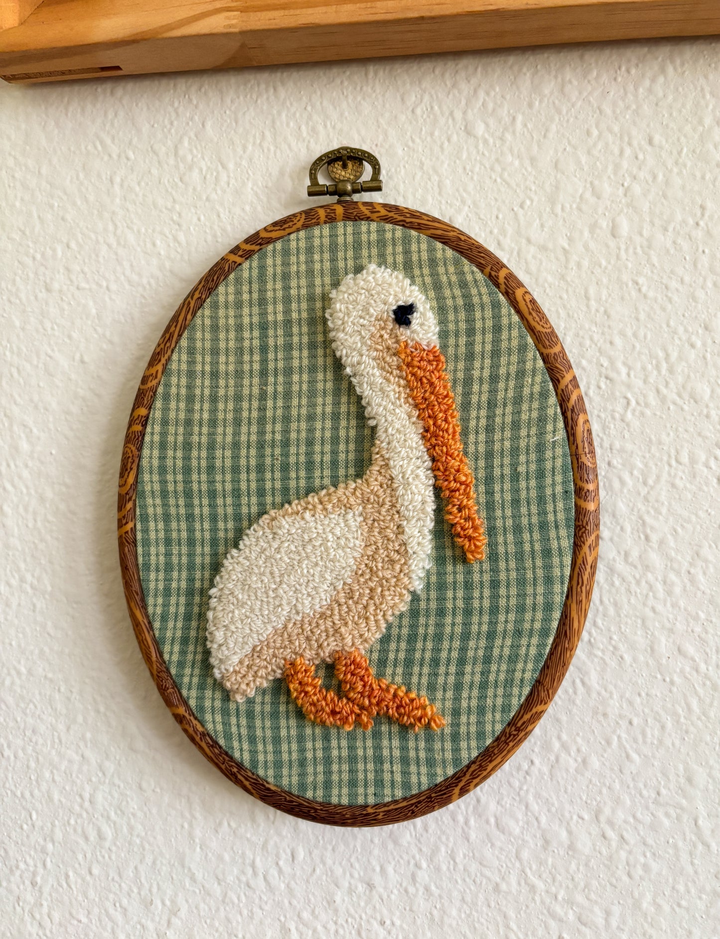 Pelican on Green Plaid
