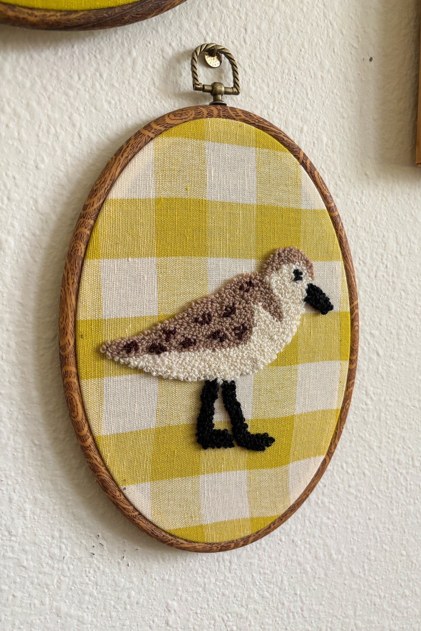 Sandpiper on Yellow Plaid