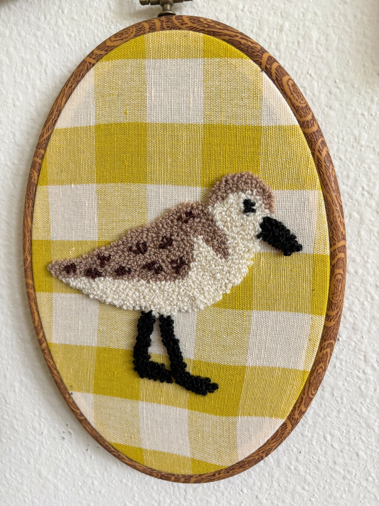 Sandpiper on Yellow Plaid