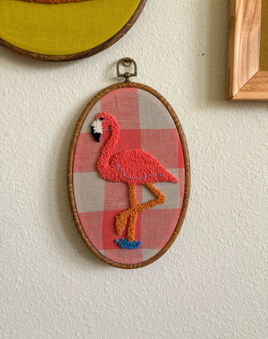 Flamingo on Pink Plaid