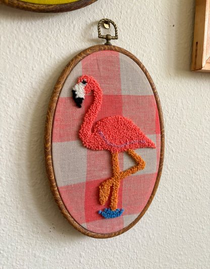 Flamingo on Pink Plaid