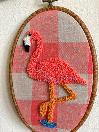 Flamingo on Pink Plaid