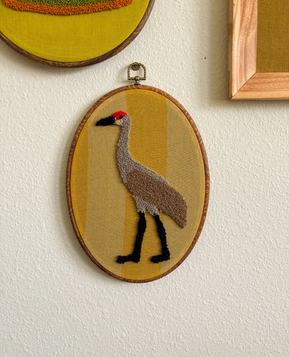 Sandhill Crane on Yellow Stripes