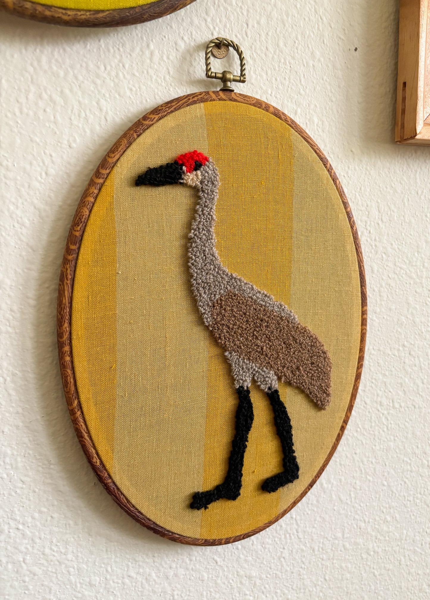 Sandhill Crane on Yellow Stripes