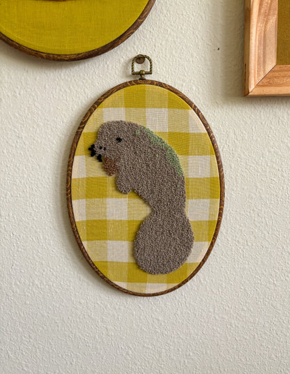 Manatee on Yellow Plaid