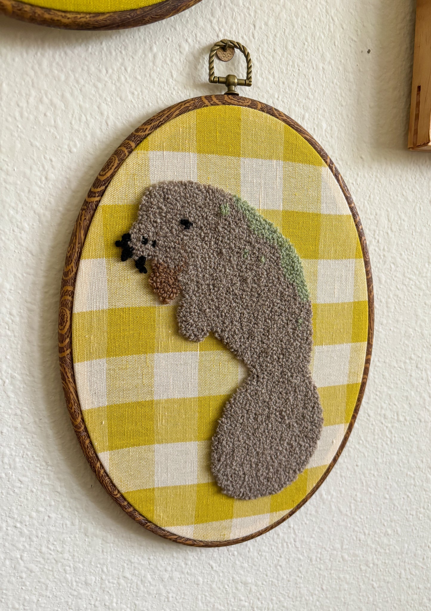 Manatee on Yellow Plaid