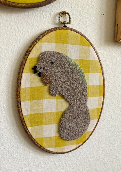 Manatee on Yellow Plaid