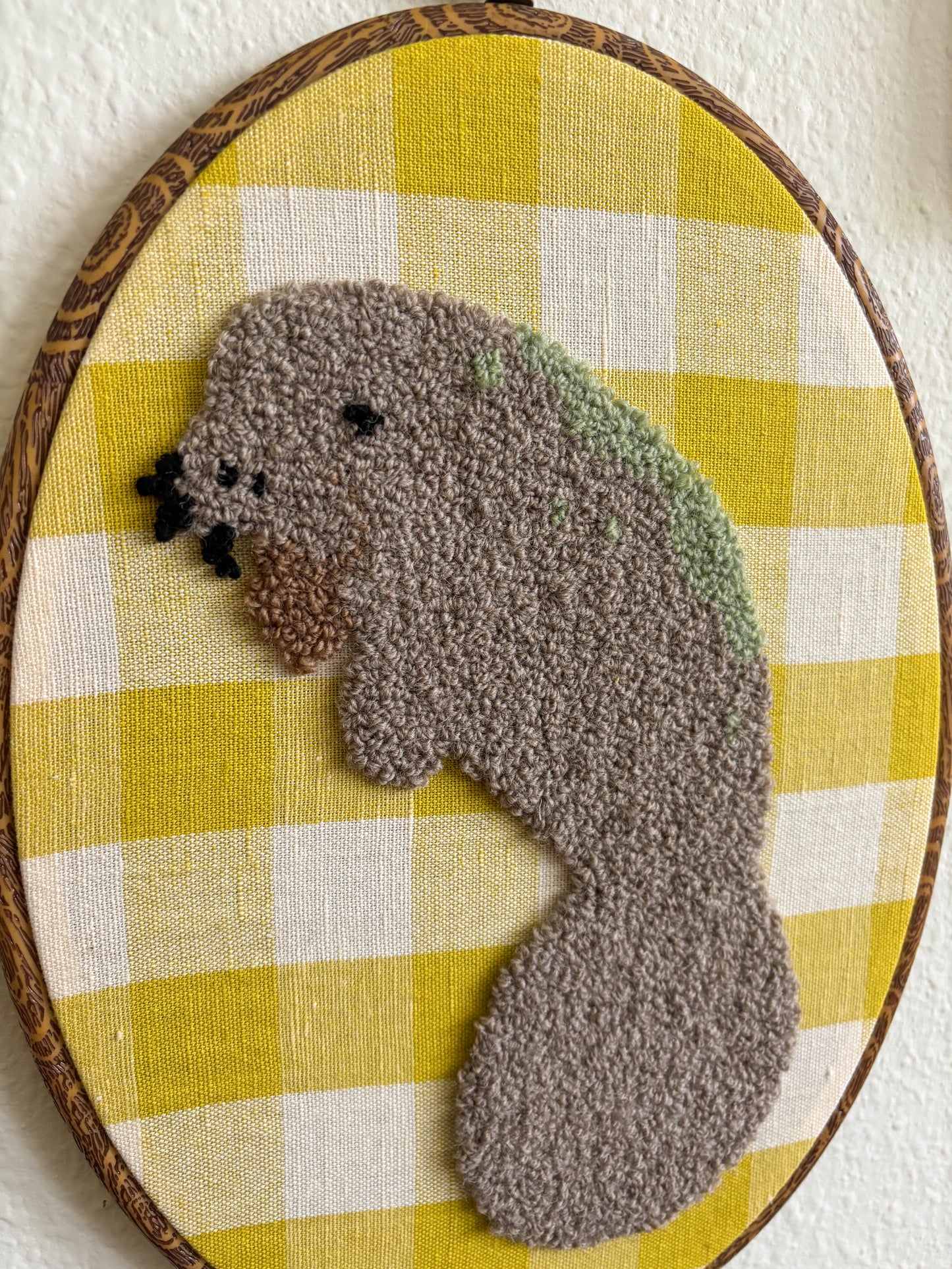 Manatee on Yellow Plaid