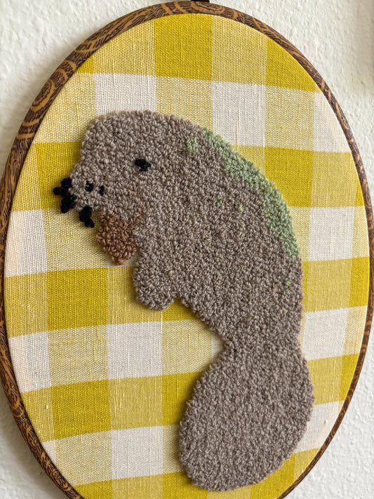 Manatee on Yellow Plaid