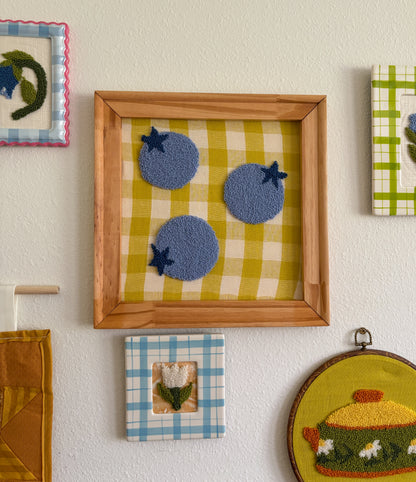 Blueberries on Yellow Plaid