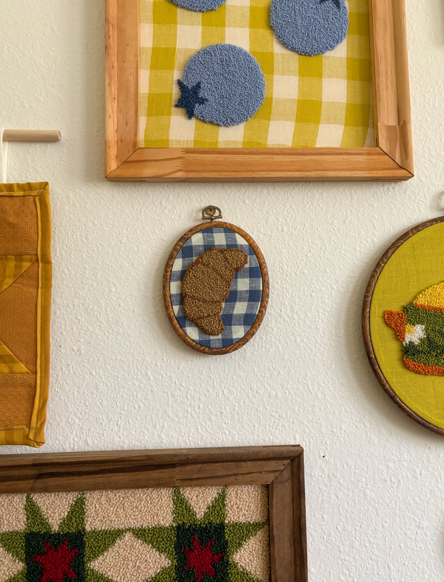 Croissant on Blue Plaid