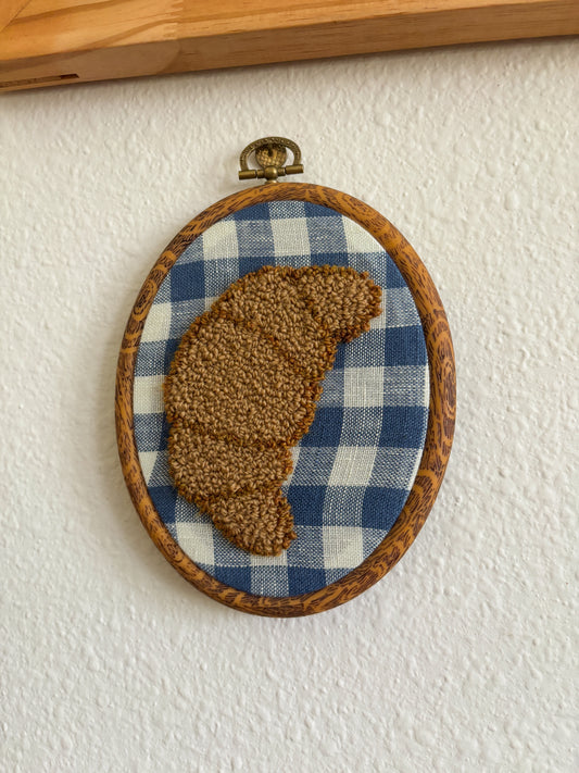 Croissant on Blue Plaid