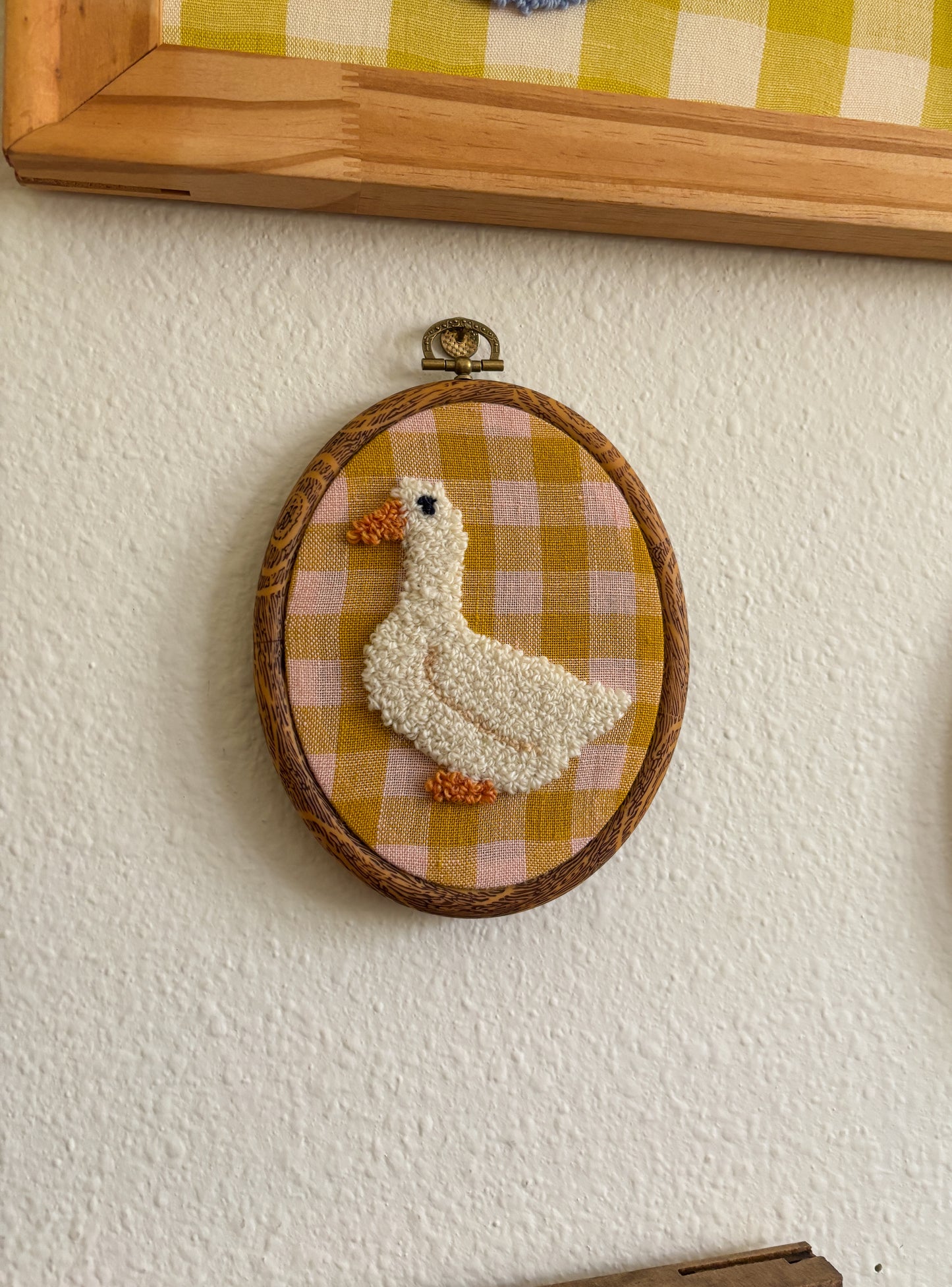 Mini Goose on Pink Plaid