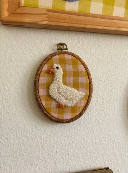 Mini Goose on Pink Plaid