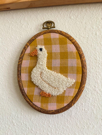 Mini Goose on Pink Plaid