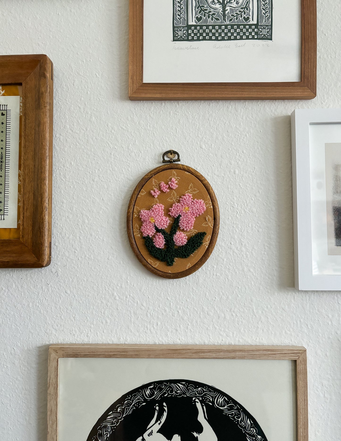 Pink Begonia on Yellow Fabric